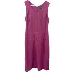 Nicole Miller Collection 100% Silk Sleeveless MIDI Dress‎ with Satin Trim 10